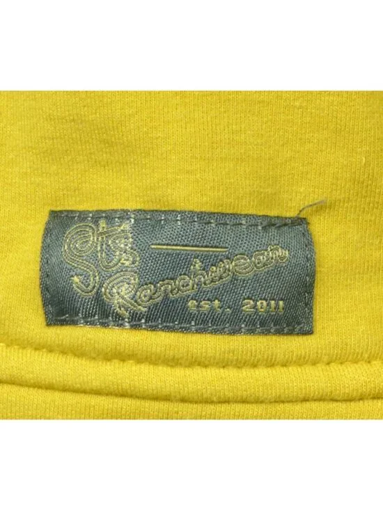 STS Ranchwear Mustard Hoodie With Aztec Print Hood & Buttons Size S Cotton Blend - Picture 3 of 12